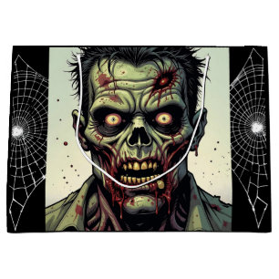 Spooky Zombie and Spiderwebs Halloween Large Gift Bag