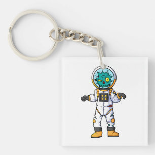 spooky zombie astronaut cartoon character key ring