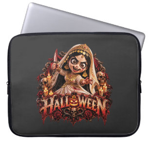 Spooky Zombie Bride Halloween Horror Art Print Laptop Sleeve
