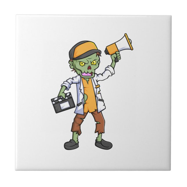 spooky zombie director cartoon character tile (Front)