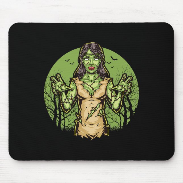 Spooky Zombie Funny Halloween Scary Zombie Hallowe Mouse Mat (Front)