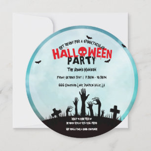 Spooky Zombie Graveyard Halloween Party Invitation