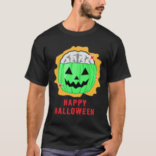 Spooky Zombie Halloween Pumpkin With Its Brain Out T-Shirt