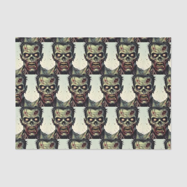 Spooky Zombie Halloween Tissue Paper (Front)