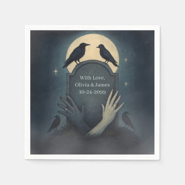 Spooky Zombie Romance Wedding Napkins (Front)