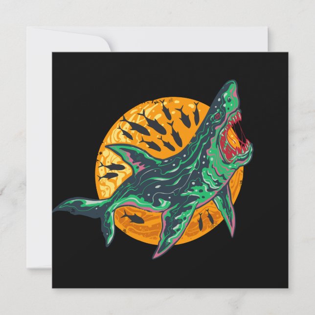 Spooky Zombie Shark Halloween Sea Creature Invitation (Front)