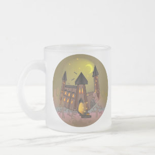 SpookyHalloween witch house and vampires castle   Frosted Glass Coffee Mug
