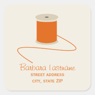 Spool of Orange Thread Address Sticker