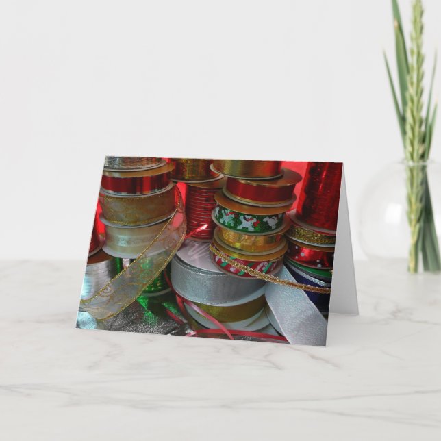 Spools of Christmas Ribbon Holiday Red and Gold (Front)