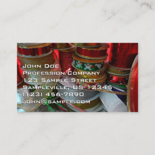Spools of Christmas Ribbon Holiday Red and Gold Business Card