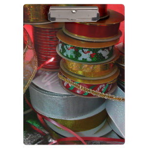 Spools of Christmas Ribbon Holiday Red and Gold Clipboard