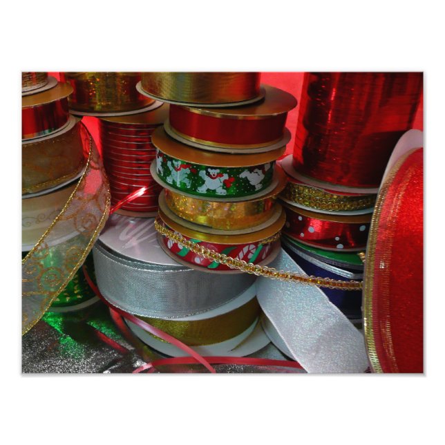 Spools of Christmas Ribbon Holiday Red and Gold Photo Print (Front)