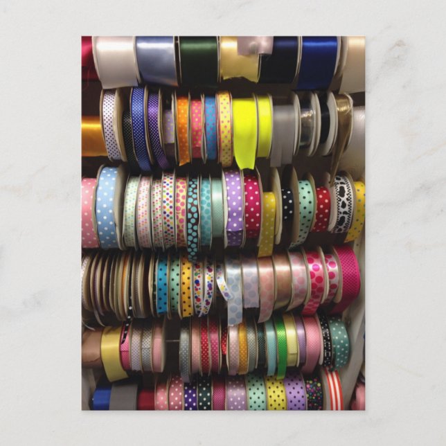 Spools of Ribbon Colourful NYC Garment District Postcard (Front)