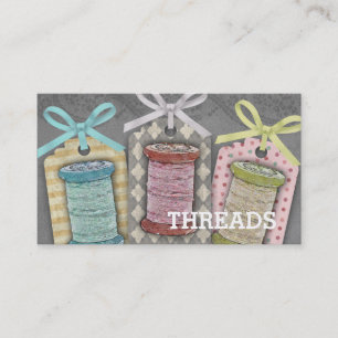 Spools of thread shabby chic sewing seamstress business card