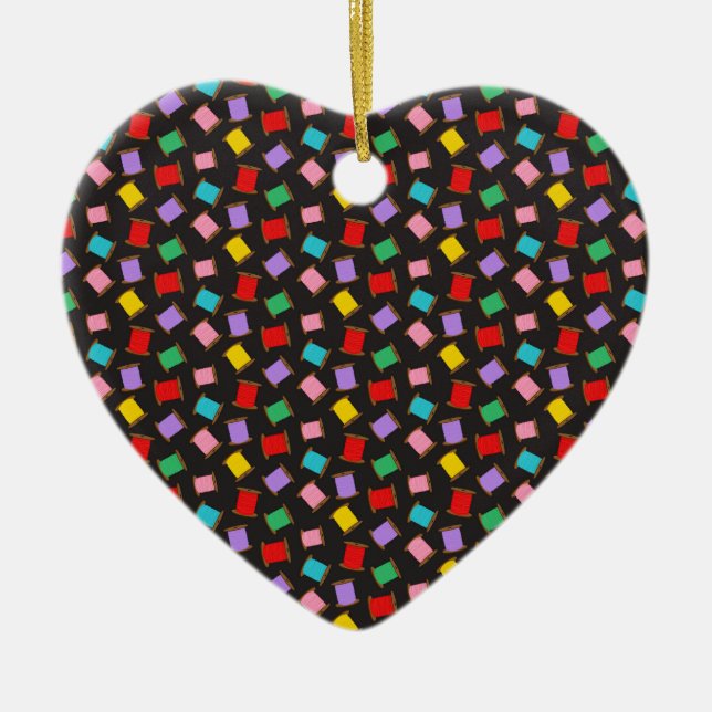 Spools Sewing Threads Black Dressmaker Seamstress Ceramic Tree Decoration (Front)