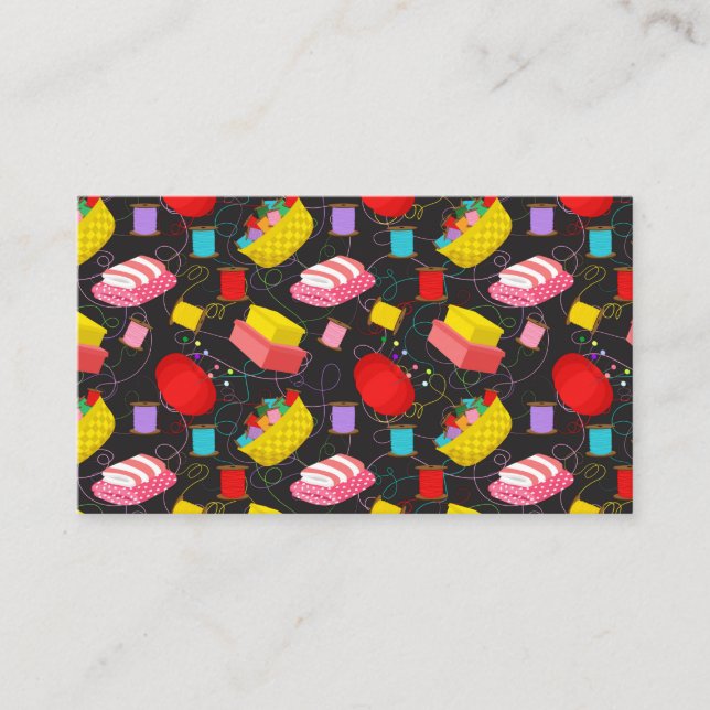 Spools Sewing Threads Pins Blankets Seamstress Business Card (Front)