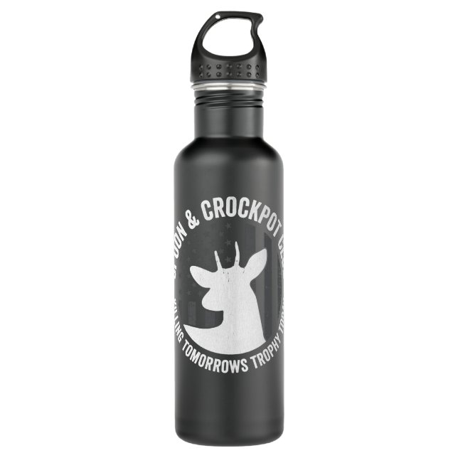 Spoon And Crockpot Club Funny Deer Hunter Hunting  710 Ml Water Bottle (Front)