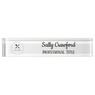 Spoon and fork silhouette business logo nameplate