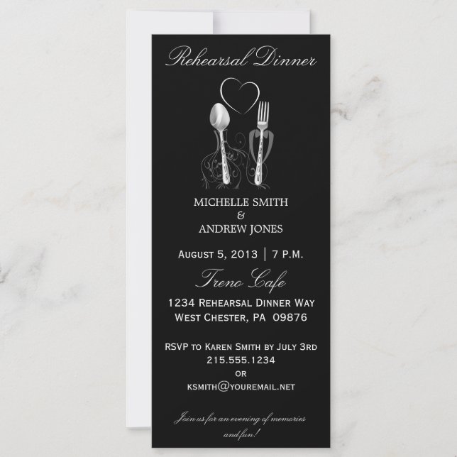 Spoon & Fork Wedding Rehearsal Dinner Invitations (Front)