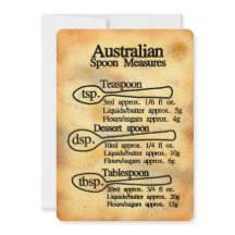 Spoon measures conversion Australia Flat Card