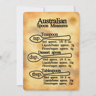 Spoon measures conversion Australia Flat Card