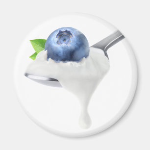 Spoon of blueberry yogurt magnet