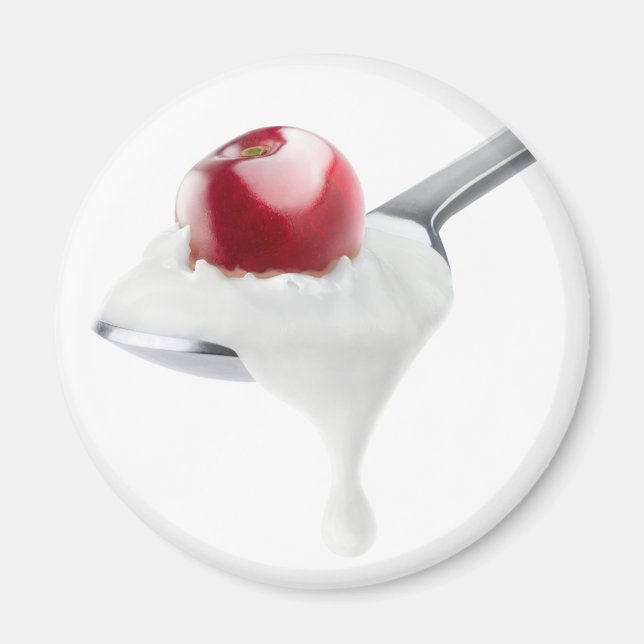 Spoon of cherry yogurt magnet (Front)