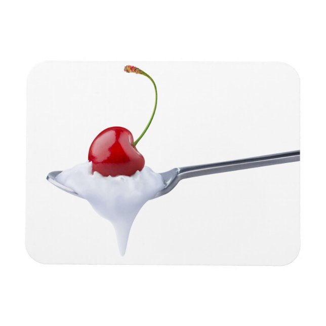 Spoon of cherry yogurt magnet (Horizontal)
