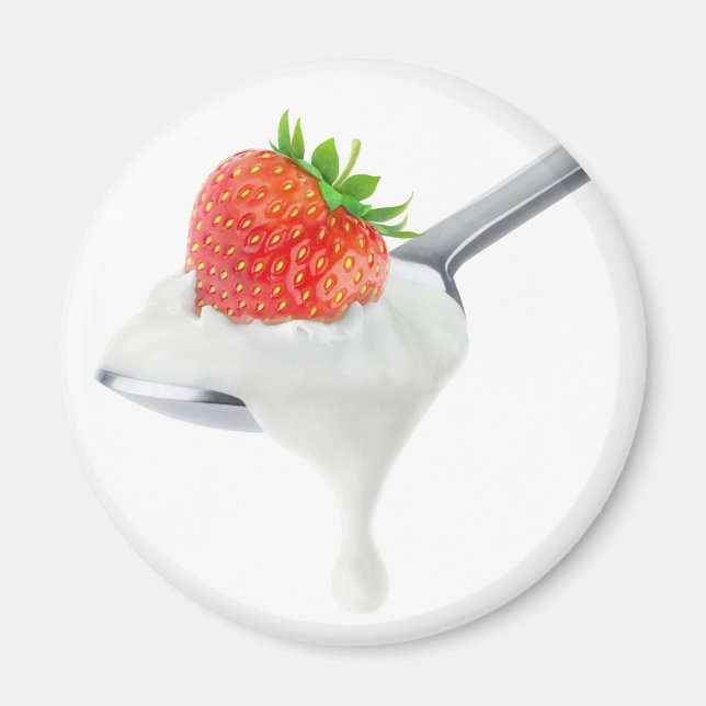 Spoon of strawberry yogurt magnet (Front)