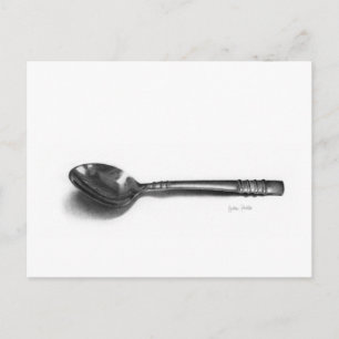 Spoon pencil drawing postcard