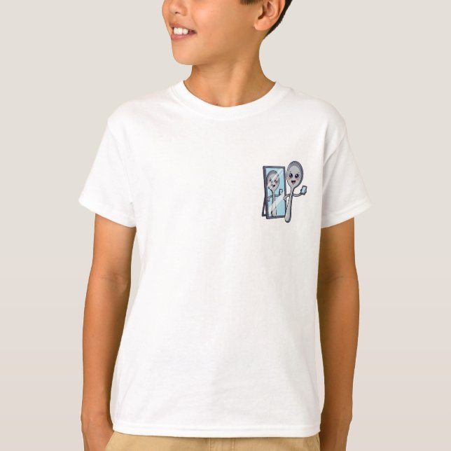 Spoon Taking a Mirror Selfie Kids T-Shirt (Front)