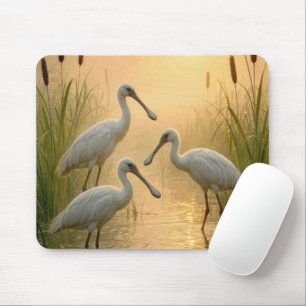 Spoonbill Birds In Wetland Mouse Mat