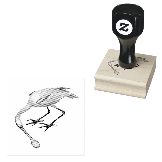 Spoonbill Birds Vintage Illustrations Rubber Stamp (Stamped)