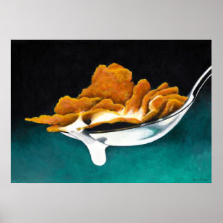 Spoonful of Cereal and Milk Painting Poster