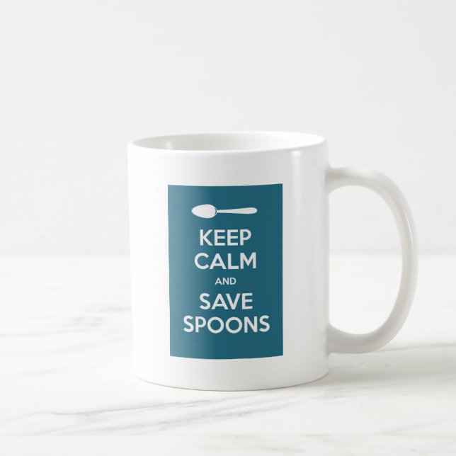 Spoonie-Keep Calm and Save Spoons-Chronic Illness Coffee Mug (Right)
