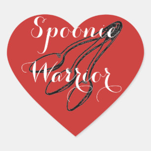 Spoonie Warrior - Bright Red Heart Sticker