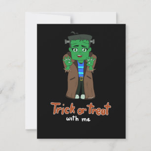 Spoopy Frankenstein Trick or Treat with me Holiday Card