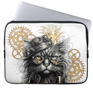 Sporcket-Paws The Funky Steampunk Cat Laptop Sleeve