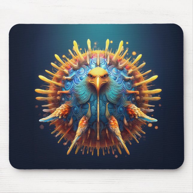 Spore Bird Wearing A Blue Feathered Outfit Mouse Mat (Front)
