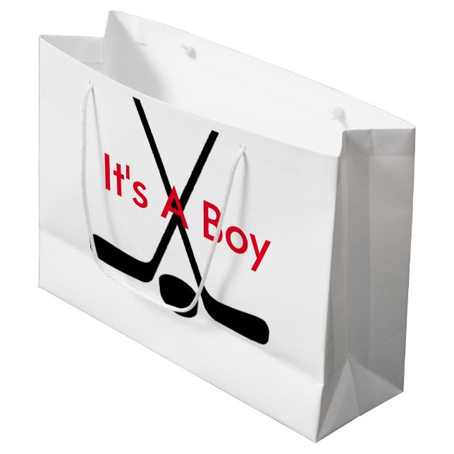 Sport Athlete Hockey Sticks It's A Boy Large Gift Large Gift Bag (Front Angled)