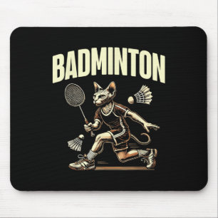 Sport Badminton Cat Enthusiast Feline Kitten Lover Mouse Mat