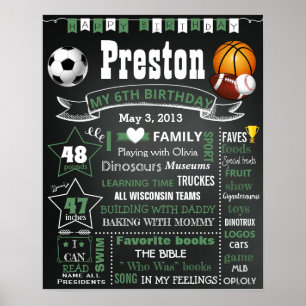 Sport Balls Birthday chalk board sign boy