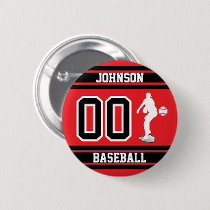 Sport Baseball - Pitcher - Red - Create Your Own  6 Cm Round Badge