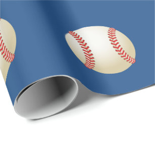Sport Baseball Theme Navy Blue Wrapping Paper