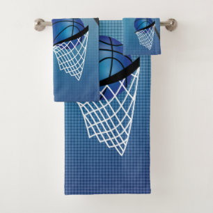 Sport 🏀 Basketball - Blue   DIY Text Bath Towel Set
