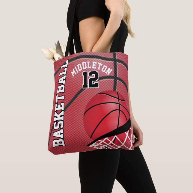 Sport Basketball | DIY Text - Red Tote Bag (Close Up)