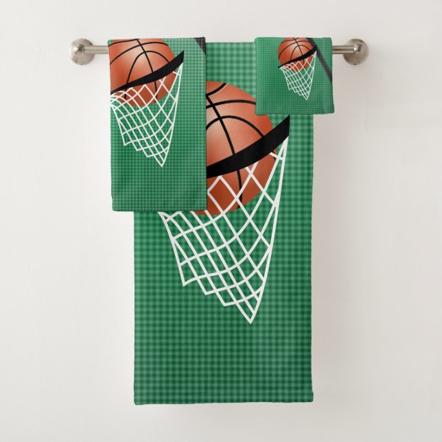 Sport 🏀 Basketball - Green / Customise Bath Towel Set (Insitu)