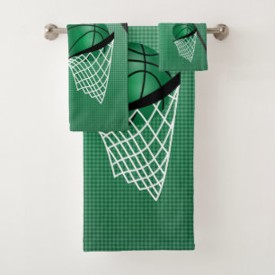 Sport 🏀 Basketball - Green / Personalise Bath Towel Set