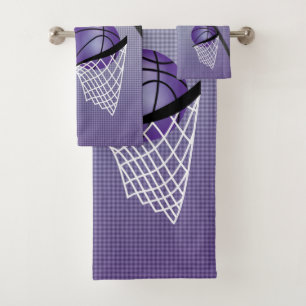 Sport 🏀 Basketball - Purple   DIY Text Bath Towel Set