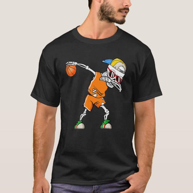 Sport Basketball Skeleton Men Boys Kids Halloween  T-Shirt (Front)